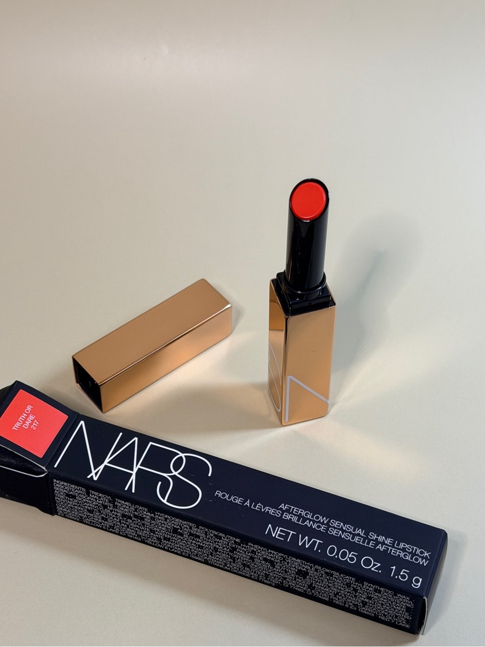 NARS Afterglow Sensual Shine Lipstick — Bright Coral-Red